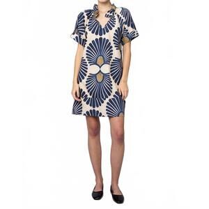 NEW SOFIA COLLECTIONS tabitha v neck mini dress in indigo frond